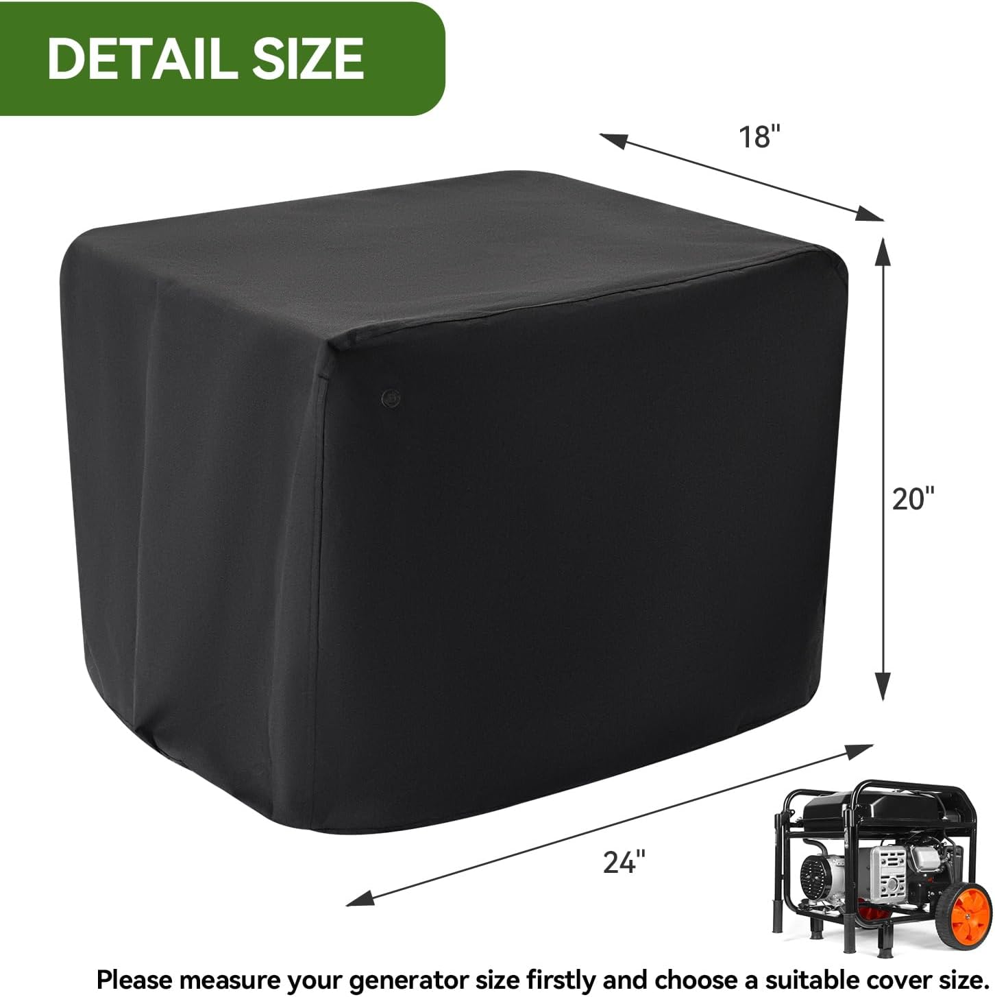 Waterproof Generator Covers for Outside (24"L x 18"W x 20"H), Heavy Duty 900D Polyester Fabric Portable Generator