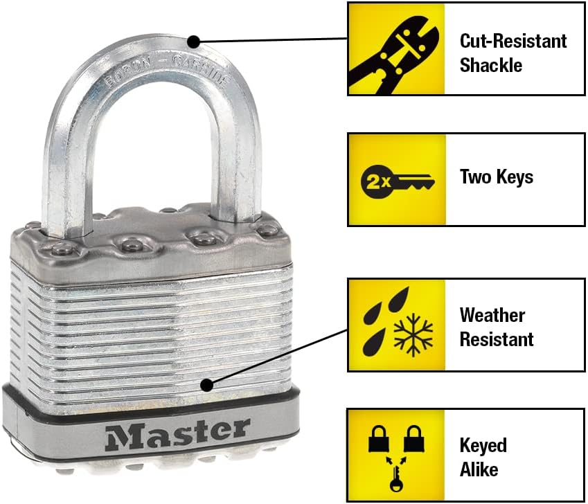 M5XT Magnum Heavy Duty Outdoor Padlock with Key, 2 Pack Keyed-Alike