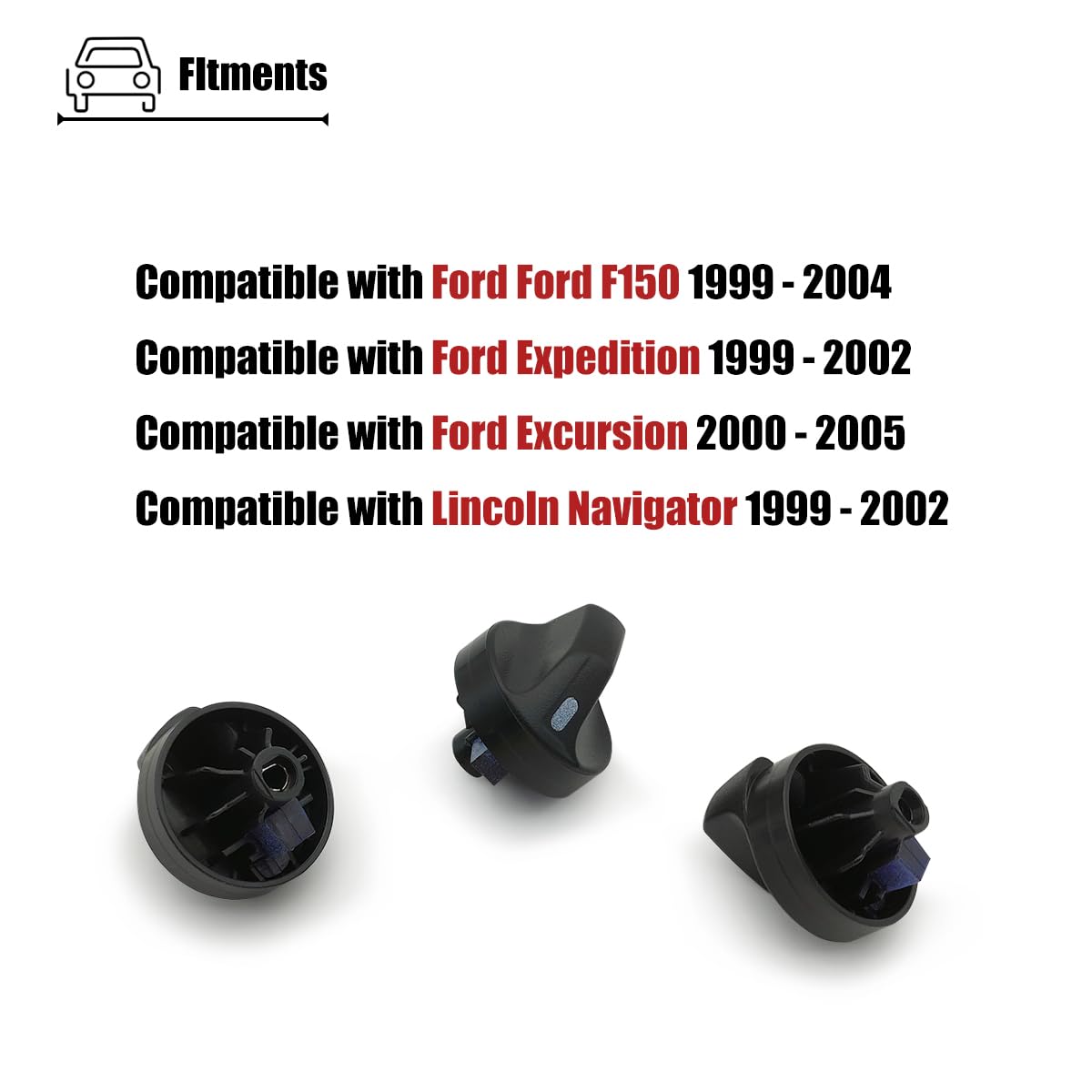 LXROAR01 3PCS AC Heater Control Knobs Fit for Ford Lincoln Models
