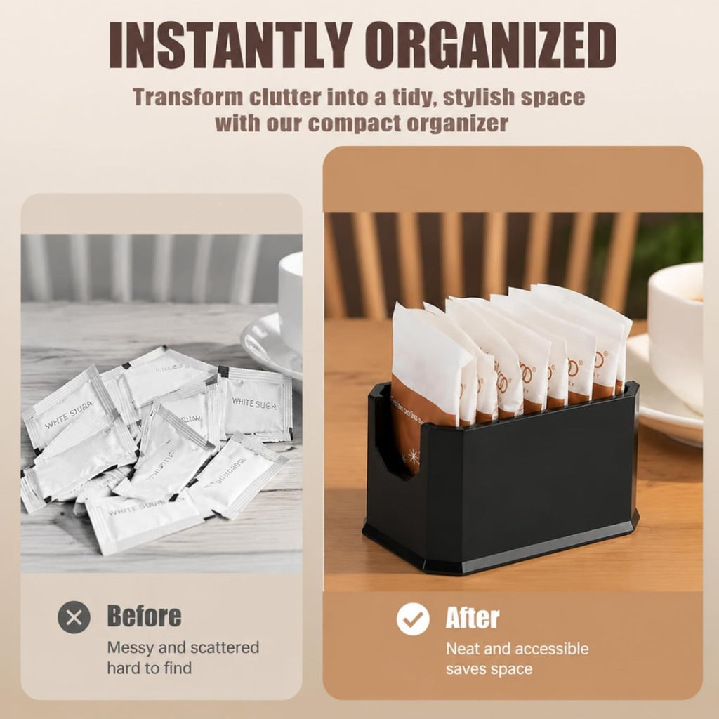 Set of 8 Sugar Packet Holder, Plastic Black Sugar Caddy for Restaurant, Sugar Bag Sweetener Packets Storage Container