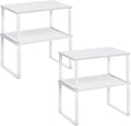 SONGMICS Cabinet Organizer Shelf, Set of 4 Kitchen Counter Shelves, Kitchen Storage, Spice Rack, Stackable