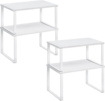 SONGMICS Cabinet Organizer Shelf, Set of 4 Kitchen Counter Shelves, Kitchen Storage, Spice Rack, Stackable