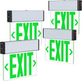Green LED Edge Lit Exit Sign Brushed Aluminum Housing, UL Listed Emergency Exit Signs Single Sided Clear Acrylic with