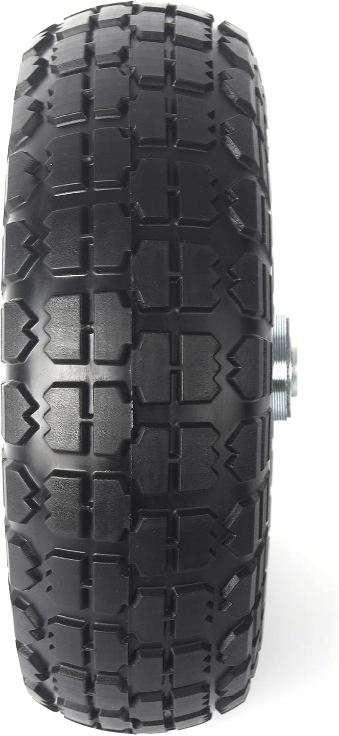 (4-Pack) 10-Inch Solid Rubber Tire Wheels - Replacement 4.10/3.50-4" Flat Free Tire with 5/8" Bearings, 2.2" Offset