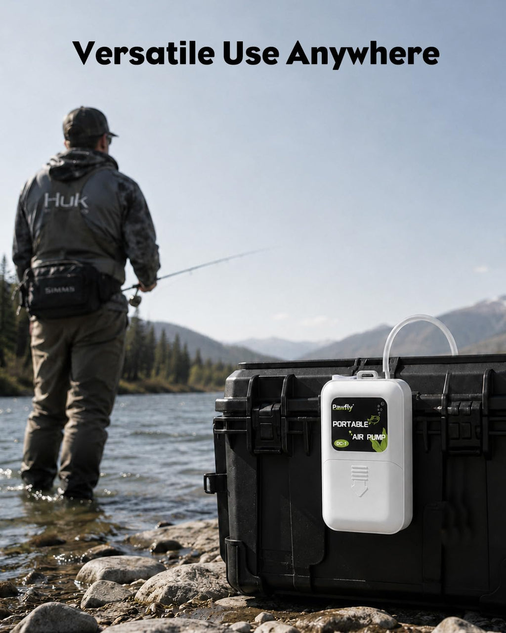 Aquarium Air Pump, 40 GPH Portable Aerator Pump, Black & White