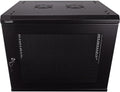 NavePoint 9U Server Rack Enclosure - 17.7” Deep, Wall Mount Network Cabinet with Locking Perforated Door, 19” IT Equipment Compatible, Network Rack, Removable Side Panels, Black