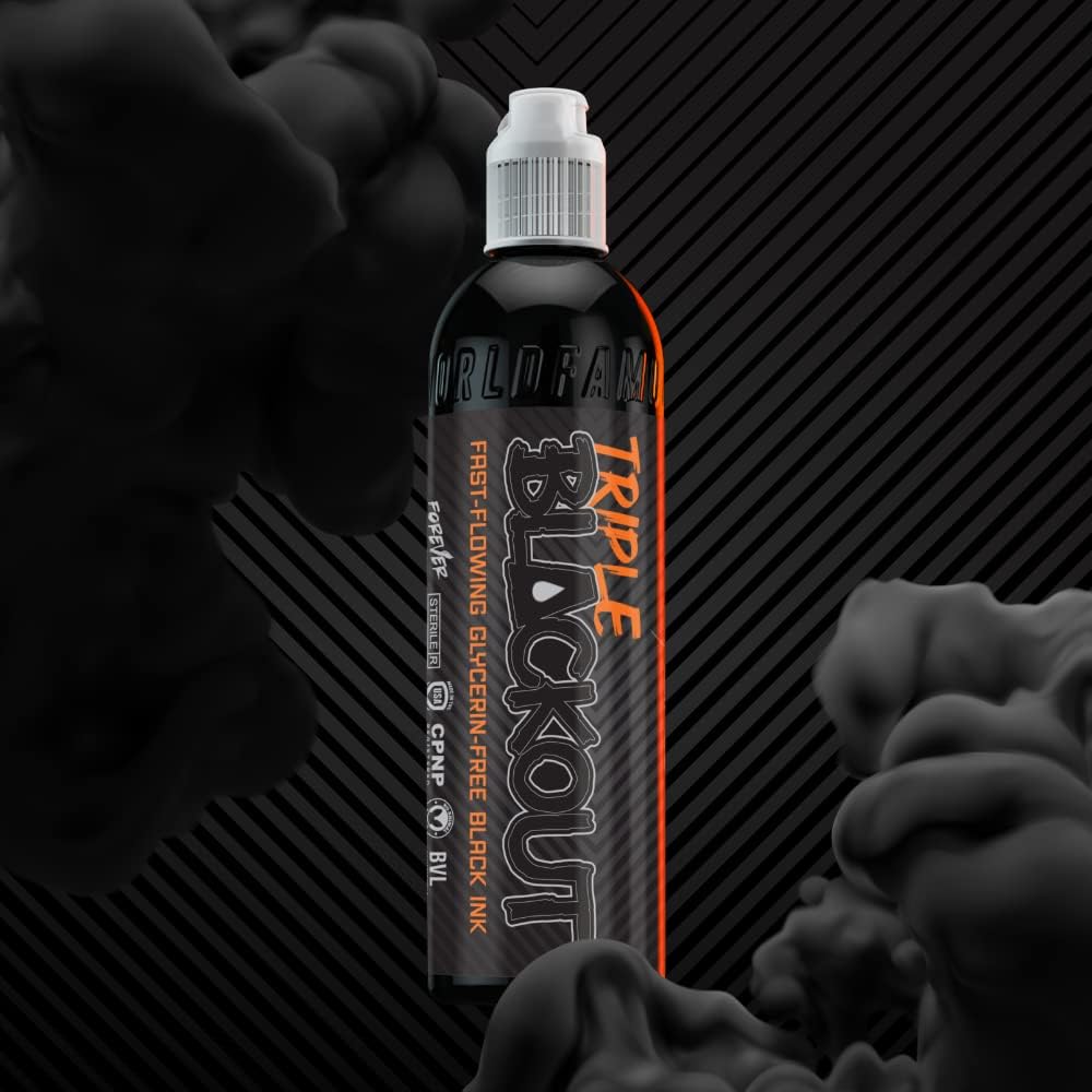 Triple Blackout Tattoo Ink - Dark & Bold Black Shade - Professional Tattoo Ink & Tattoo Supplies - Skin-Safe