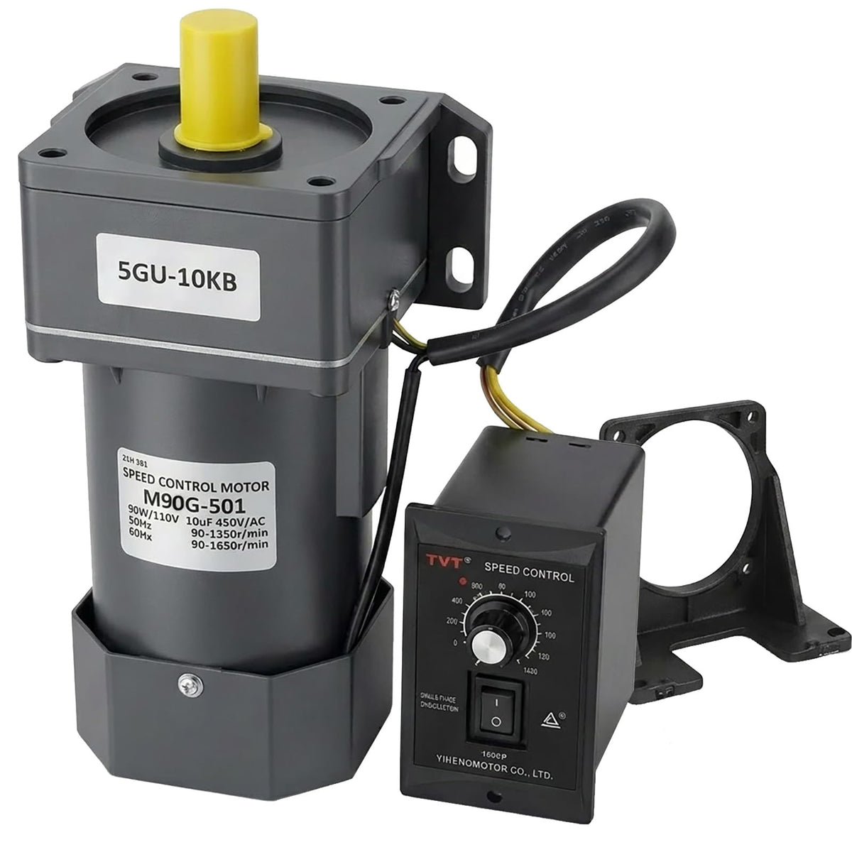 90W AC Gear Motor Kit with Reversible Speed Controller + Bracket