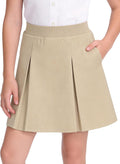 Girls School Uniform Skirts Pleated Pull-on Scooter Skorts for Kids