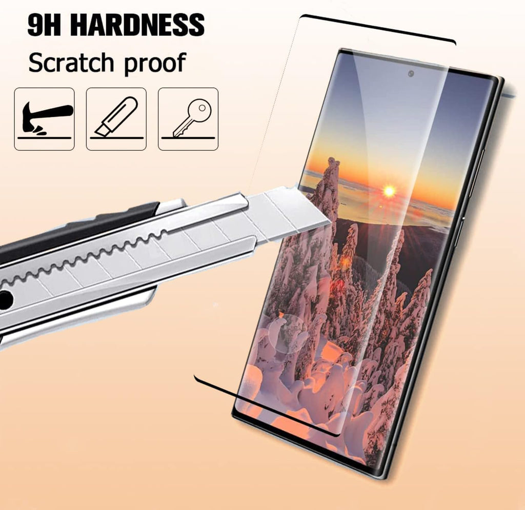 [2+2 Pack Galaxy S23 Ultra Screen Protector, 9H Tempered Glass Scratch Resistant, Ultrasonic Fingerprint Support, For