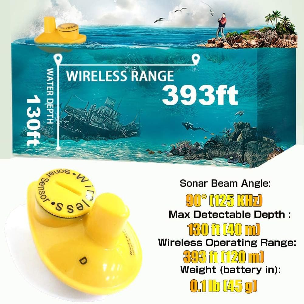 Sonar Handheld Fish Finder Transducer Portable Water Depth Finder Boat Kayak Wireless Transducer Fish Finders