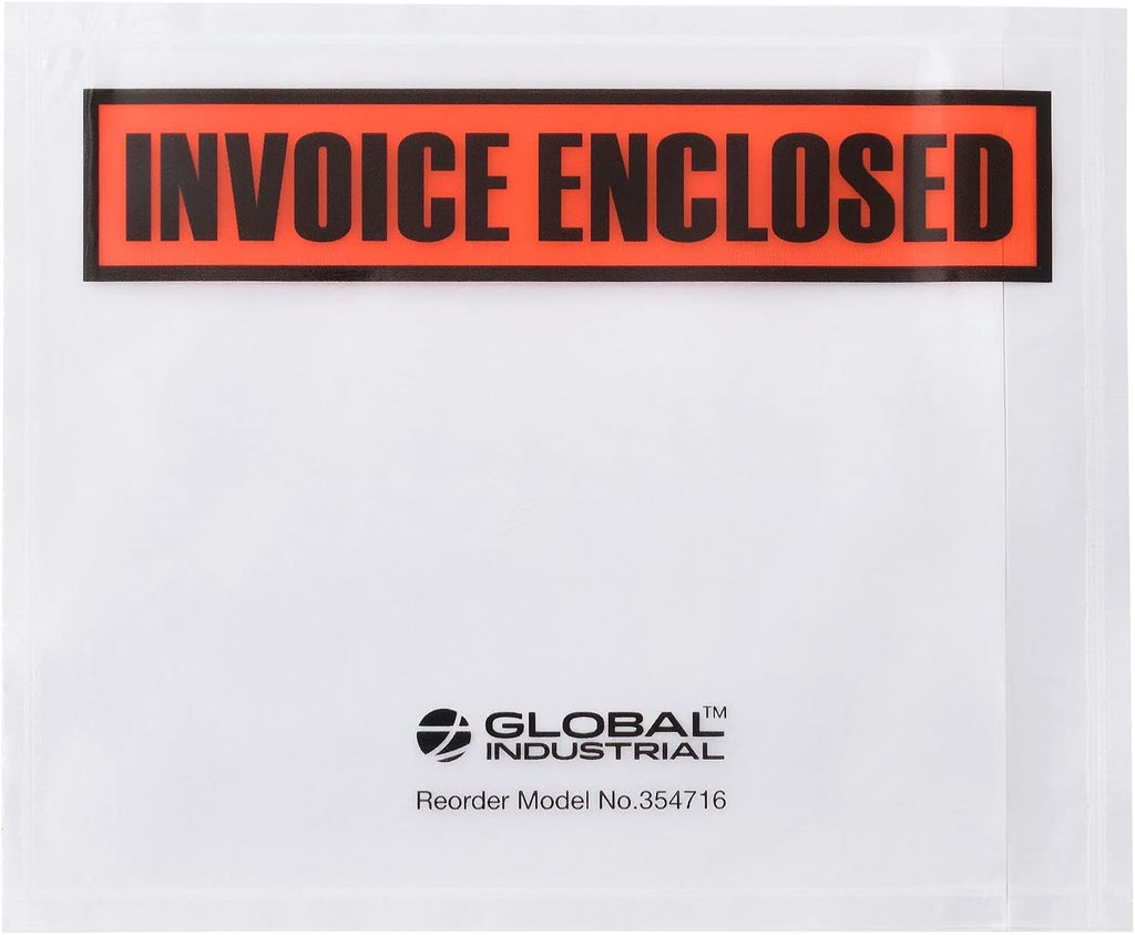 Panel Face Envelopes, "Invoice Enclosed", 4-1/2"L x 5-1/2"W, Orange, 1000/Pk