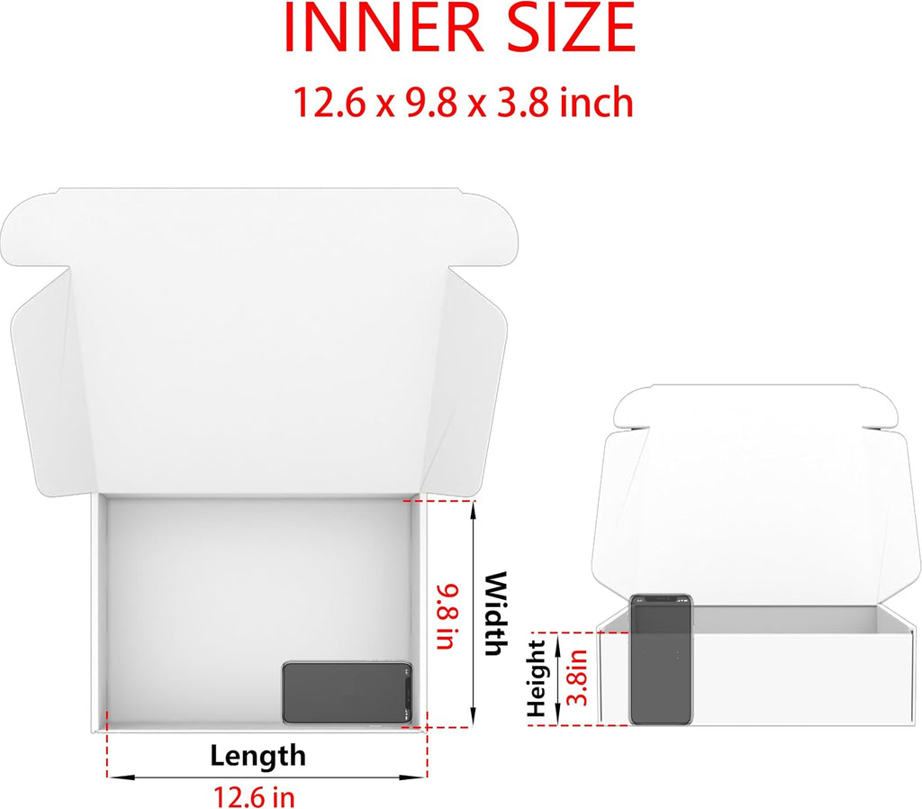 13x10x4 Shipping Boxes (20pcs) Black Mailer Corrugated Cardboard Box