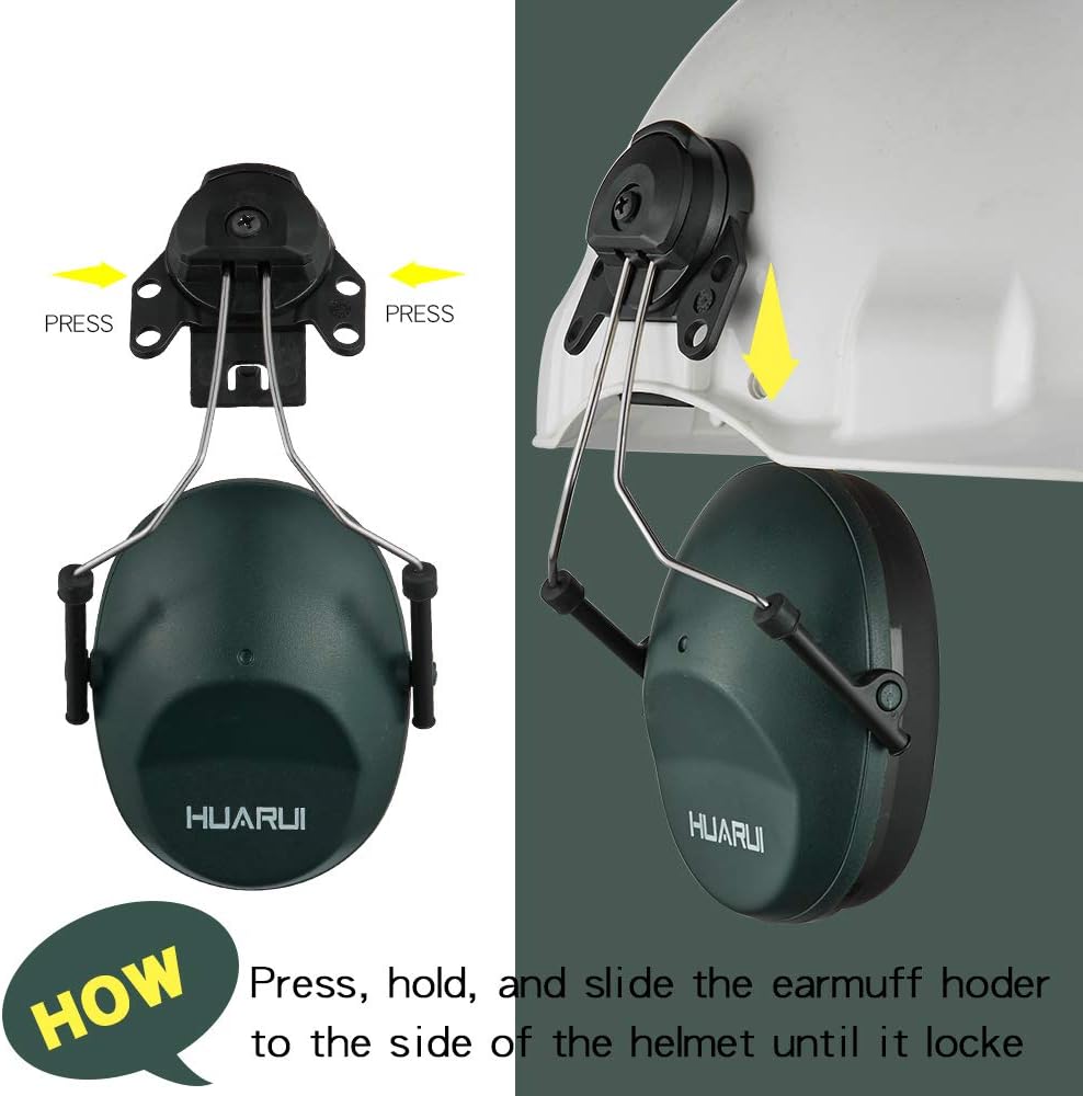 Noise Cancelling Helmet Attachable Ear Muffs Blocking Sound Reduction Ear Protection for Construction Site,Adaptors