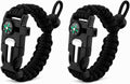 Paracord Survival Bracelet With Compass, Fire Starter, Whistle, Removeable Striker - 10 Feet Of Paracord - Nylon and