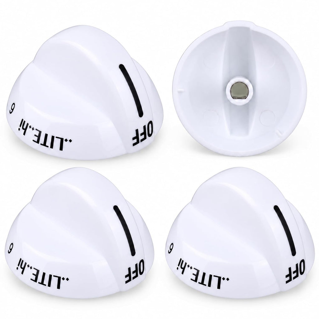 4 Pack 316220008 Range Burner Control Knobs White Fit for Frigidaire Stove