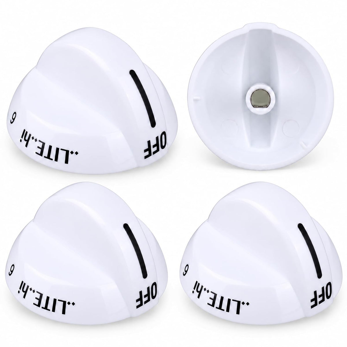 4 Pack 316220008 Range Burner Control Knobs White Fit for Frigidaire Stove