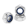 10Pcs M10-1.5 Nylon Locking Hex Nuts 304 StainlessSteel Silver