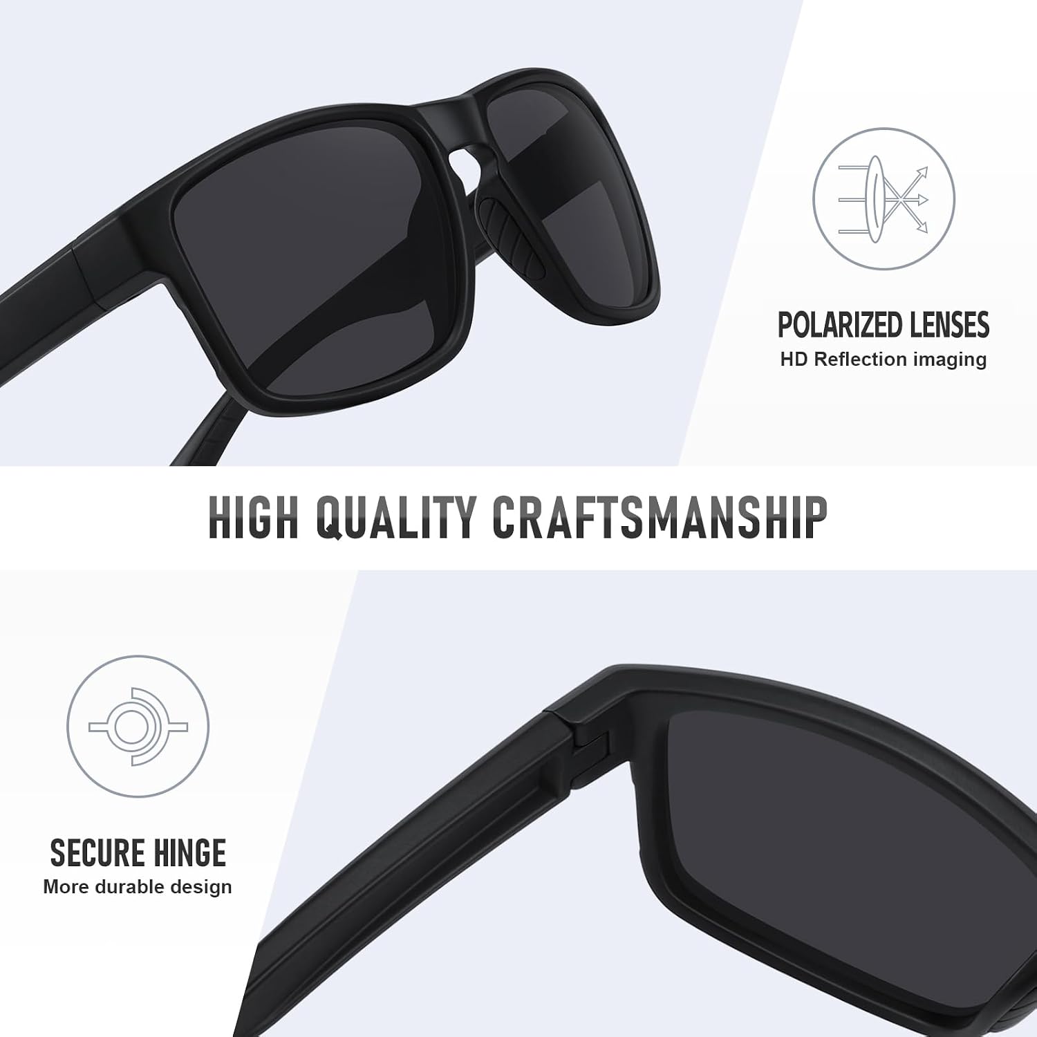 Sports Polarized Sunglasses for Men Women UV Protection Unbreakable Driving Running Fishing Hiking Sun Glasses
