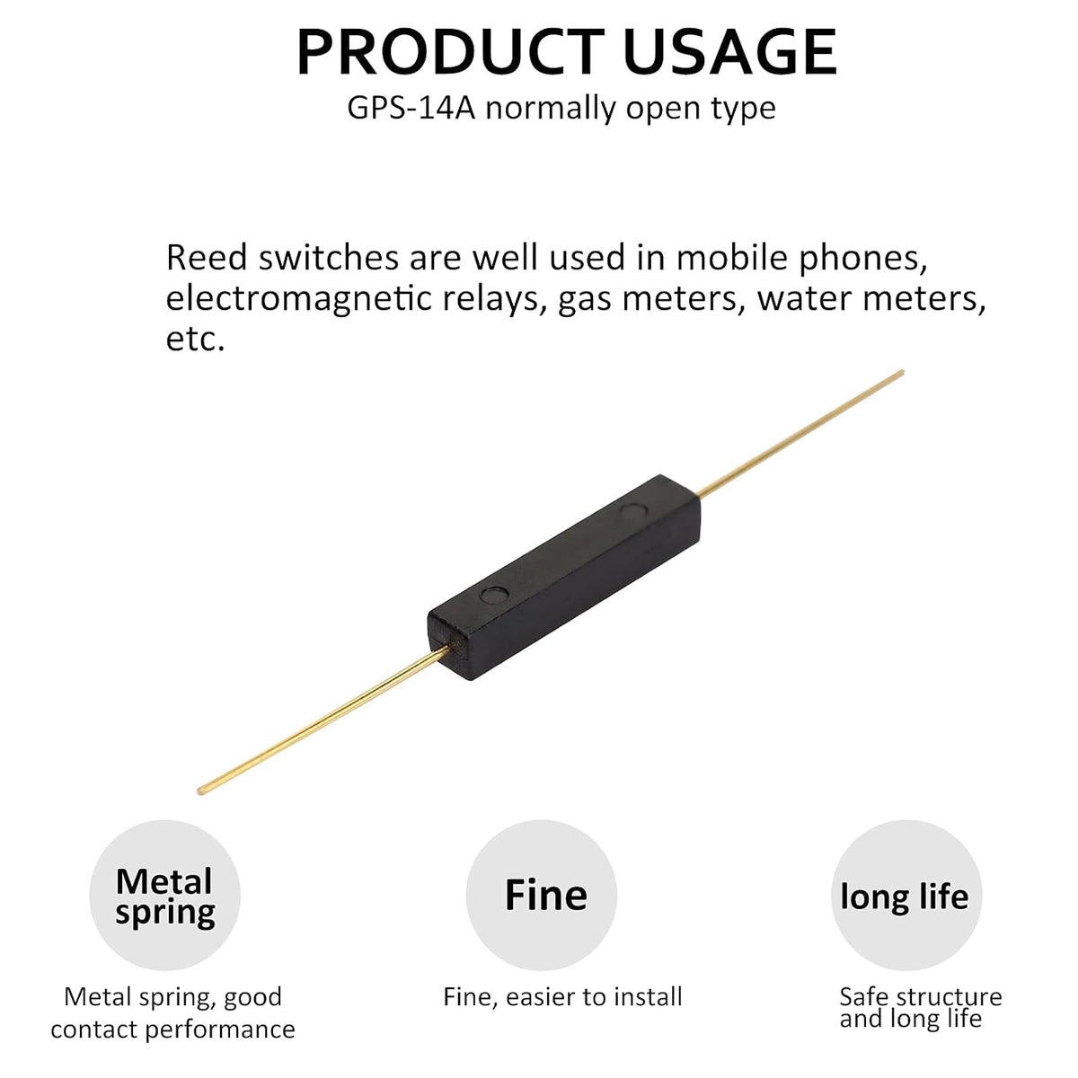 Reed Switch GPS-14A 14mm Plastic Anti-Interference Normally Open Magnetic Control Switch 10PCS