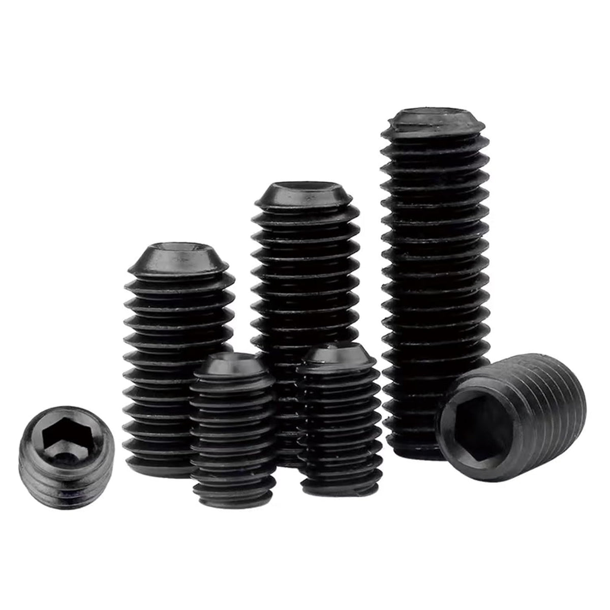 1/2"-13x1/2 Socket Set Screws, Cup Point, Coarse, Alloy, Black Oxide, 25-Pack