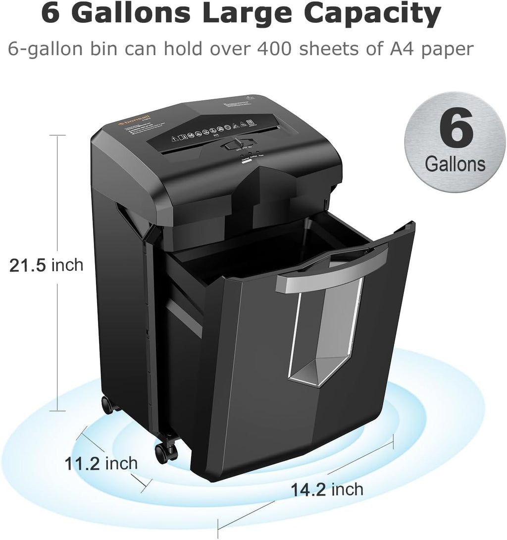 16-Sheet Micro-Cut 60-Min Run Paper Shredder Heavy Duty | Jam-Proof, P-4 Security Level, 62dB Ultra-quiet, 6-Gal Bin