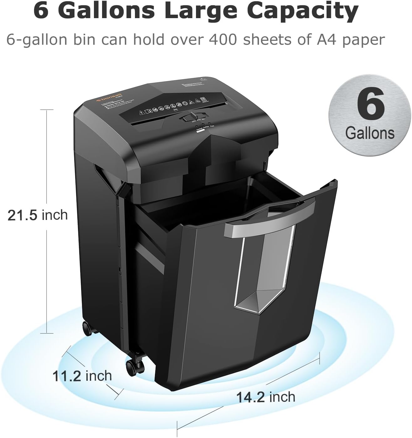 16-Sheet Micro-Cut 60-Min Run Paper Shredder Heavy Duty | Jam-Proof, P-4 Security Level, 62dB Ultra-quiet, 6-Gal Bin