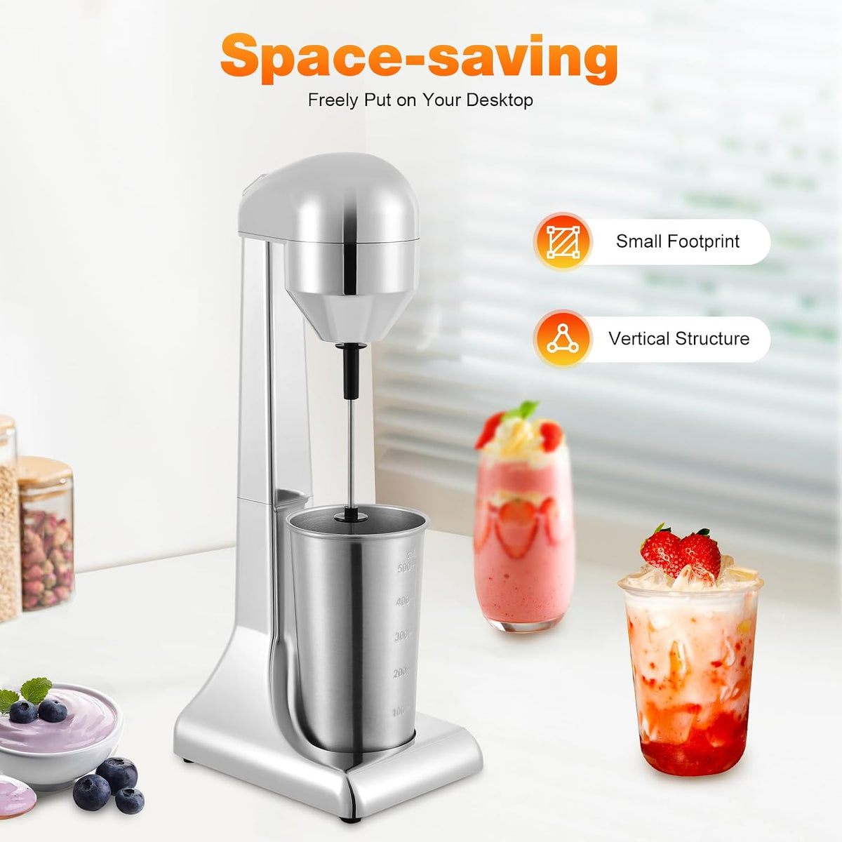 Stainless Steel Milkshake Maker, Commercial Drink Mixer, Silver