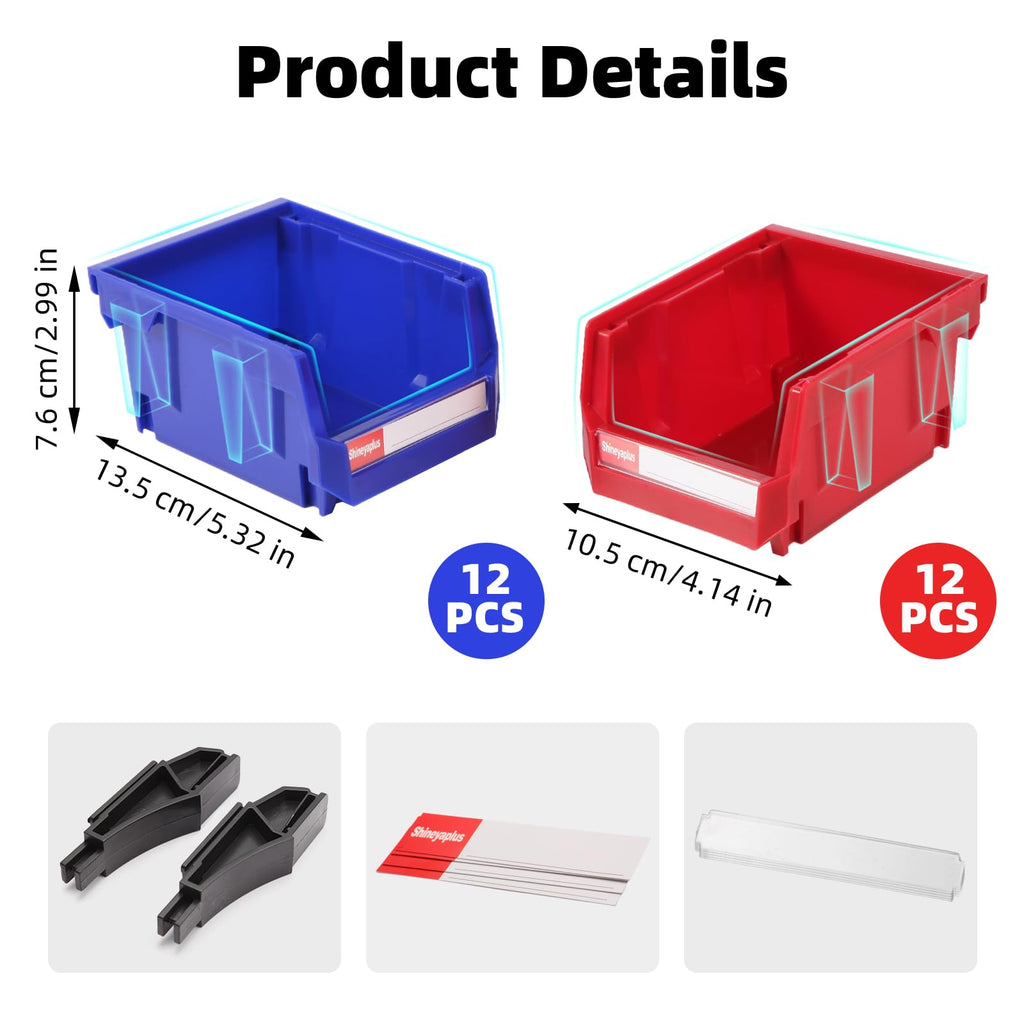 24 Packs Stackable Storage Bins, 5" x 4" x 3" Organizer Bins