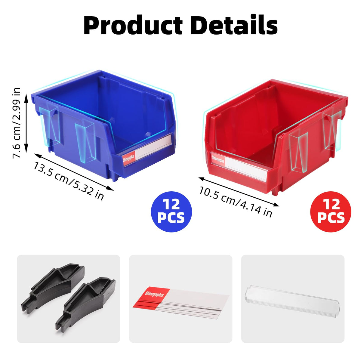 24 Packs Stackable Storage Bins, 5" x 4" x 3" Organizer Bins