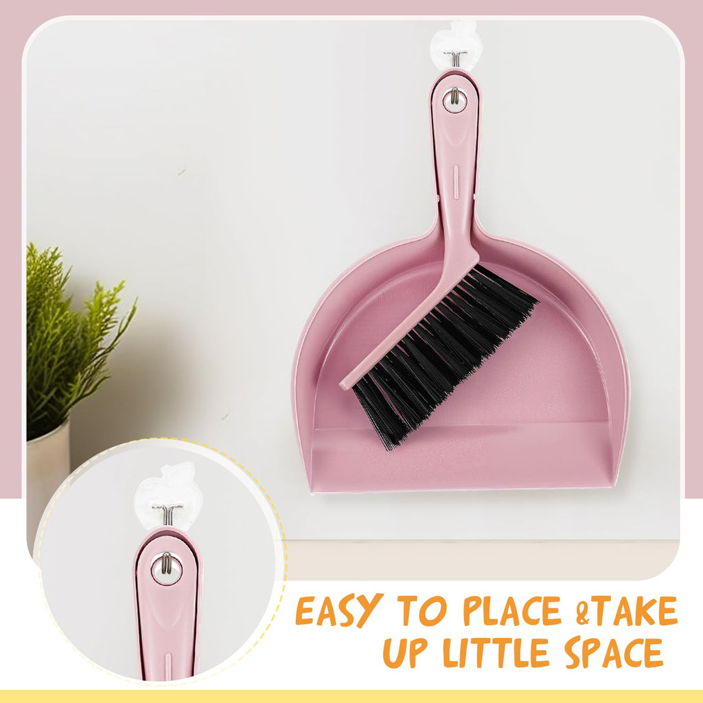 18 Pack Mini Dustpan Brush Set Small Broom Set Bulk,Pink