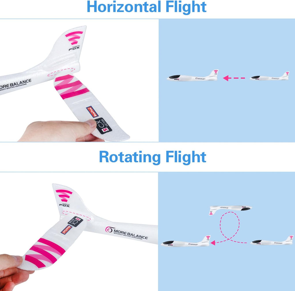 4 Pack Toy Airplanes, 17.5" Large Throwing Foam Plane, 2 Flight Mode, Aeroplane Gliders, Flying Aircraft, Gifts for 3