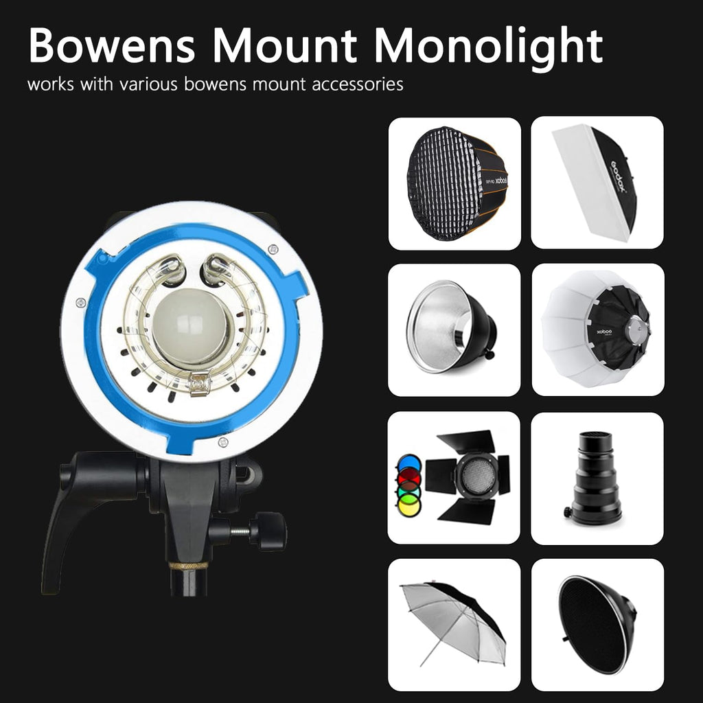 Studio Flash Kit for Photography, 600W Studio Strobe Light Set with Bowens Mount, 2.4G X System MS300 Monolights