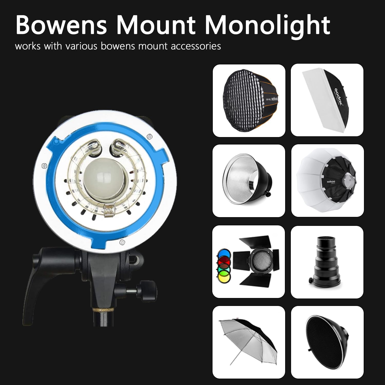 Studio Flash Kit for Photography, 600W Studio Strobe Light Set with Bowens Mount, 2.4G X System MS300 Monolights
