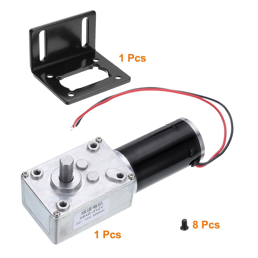 MECCANIXITY High Torque Turbine Worm Geared Motor DC 12V 8mm 30RPM