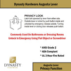 Dynasty Augusta Privacy Lever Set, ADA, Grade 2, Flat Black