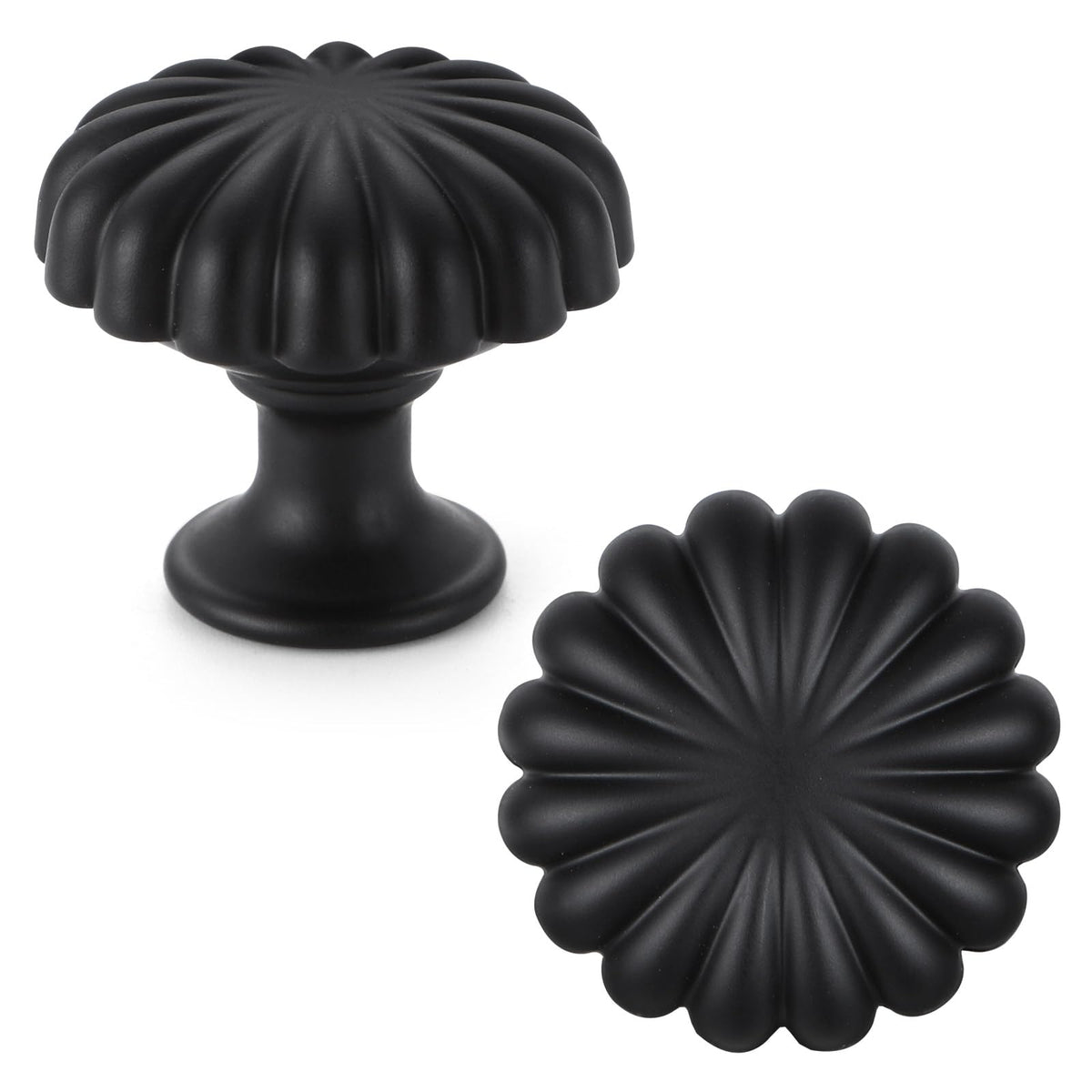 Matte Black Cabinet Knobs，10 Pack Solid Drawer Pulls for Dressers