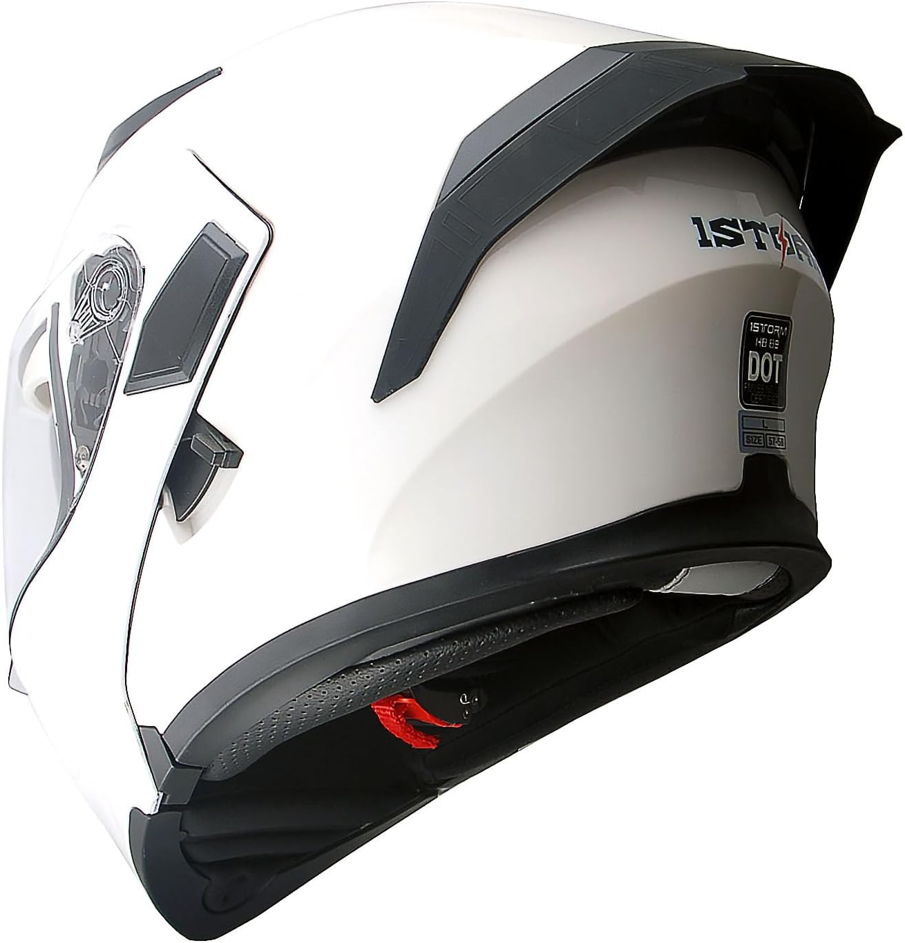 Motorcycle Modular Full Face Helmet Flip up Dual Visor Sun Shield: HB89 Glossy White