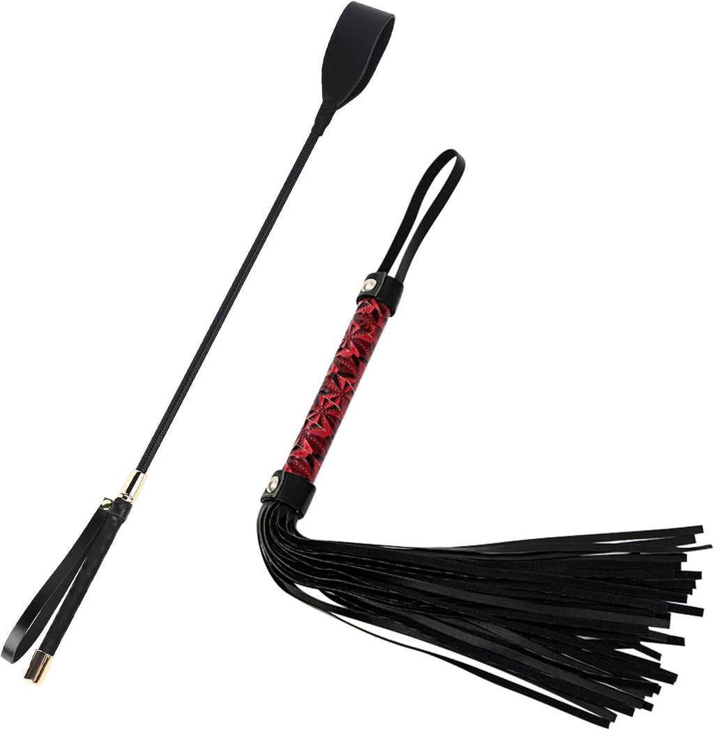 Horse Riding Crop Set, Faux Leather Equestrian Crop for Adults