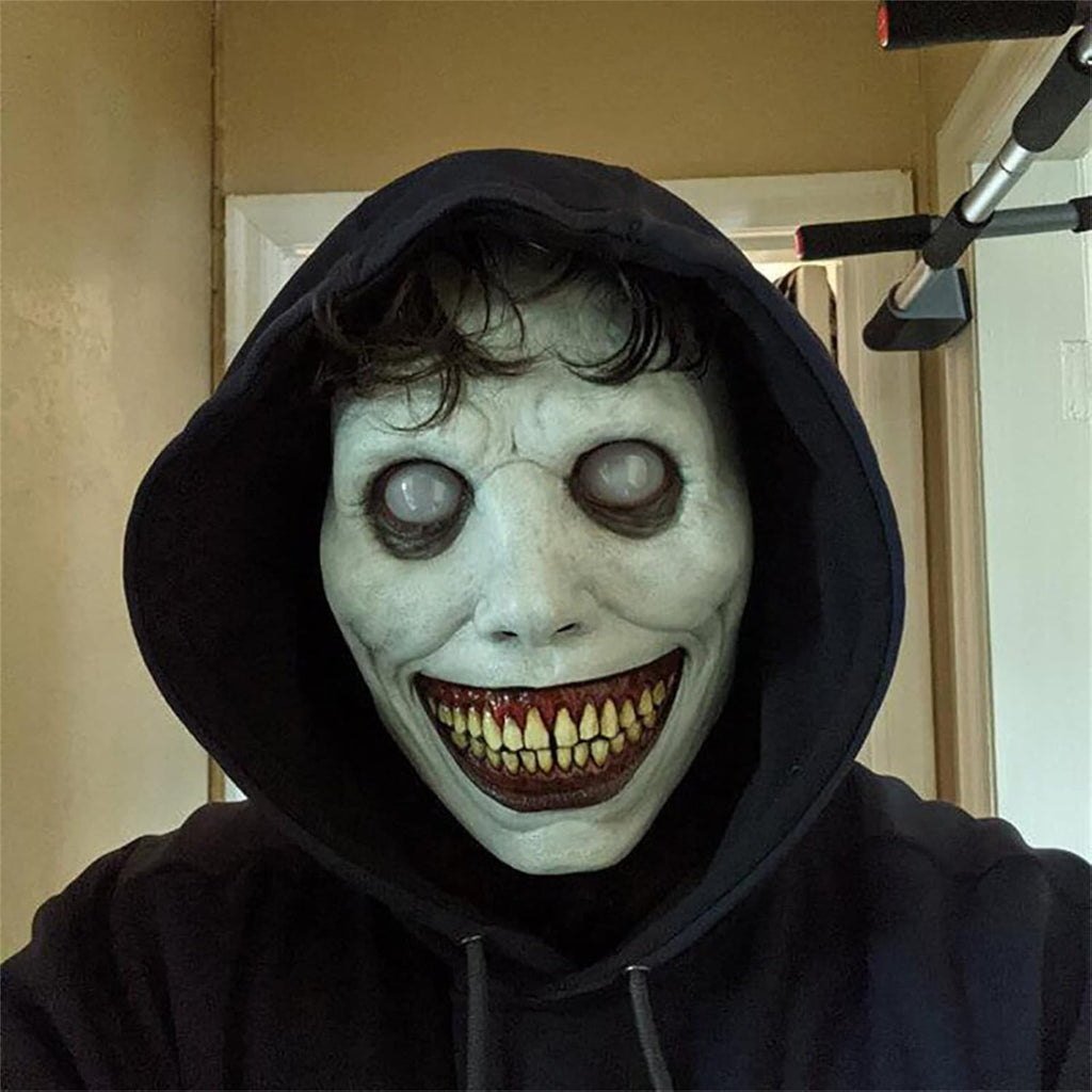 Scary Halloween Mask Smiling Demons Horror Scariest Creepy White Masks with Eye for Cosplay