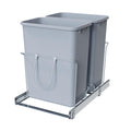 Double Pull-Out Trash Can, 35QT Under-Cabinet Kitchen Bin, Metal Frame, Grey, Fits Above 18” Opening Cabinets