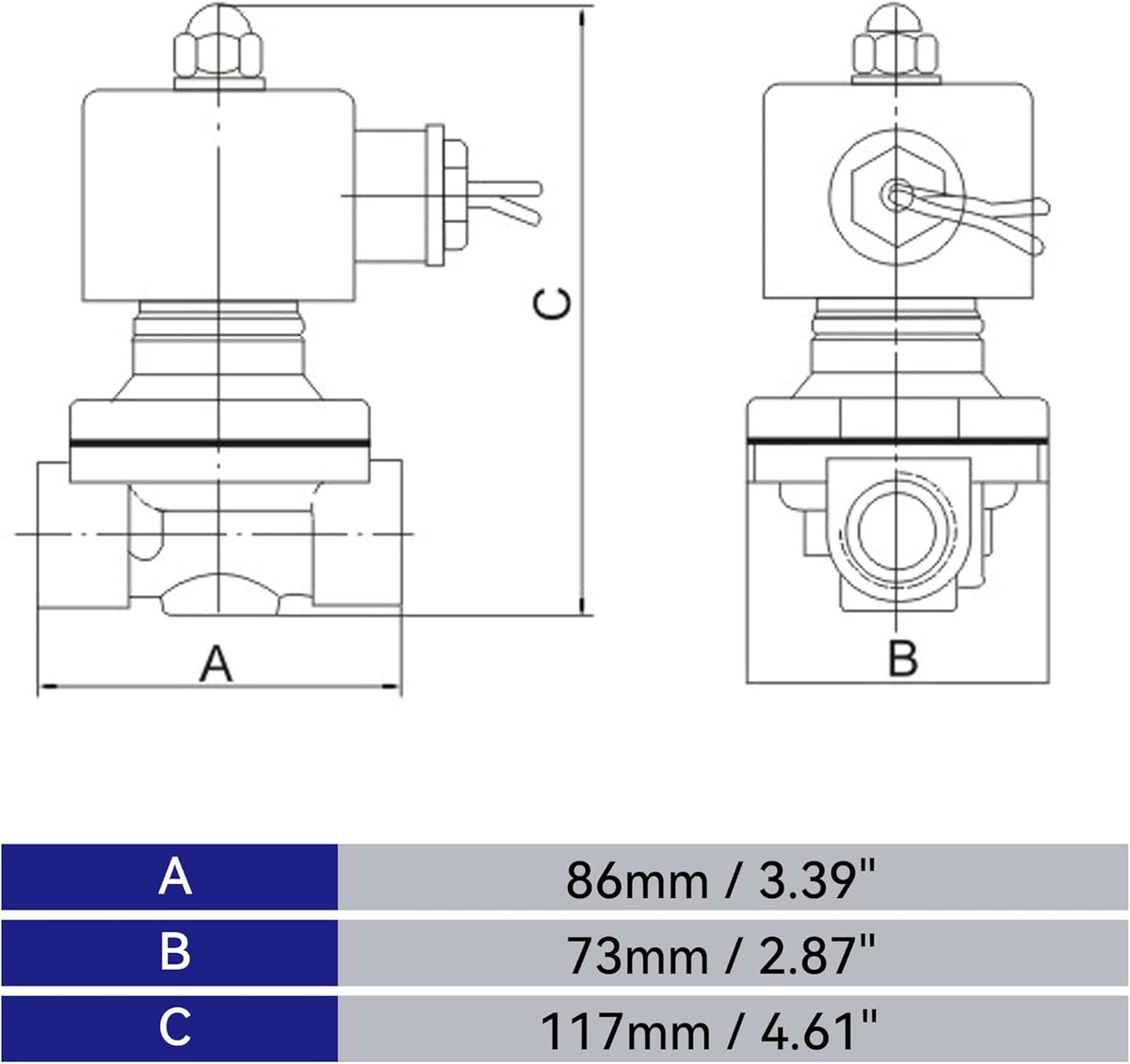 HFS(R) Electric Solenoid Valve Copper Normally Closed for Water Air Gas (12V DC 1IN NPT)