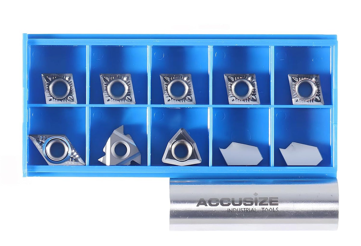 Accusize Carbide Insert Set for 5/8 in Turning Tool, 10 Pc, for Aluminum