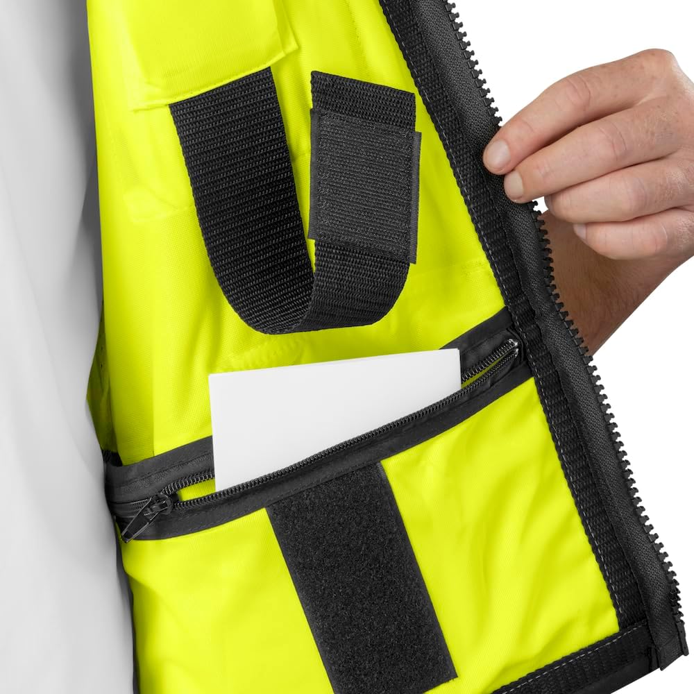 1278FR-L-03-LG ANSI Class 2 Flame Retardant Polyester Surveyor SAFETY Vest with 2" Silver Reflective Tape, Lime, Large