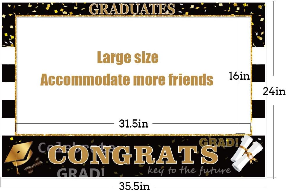 2026 Graduation Photo Booth Props Frame - Large 35.5 x 24 Inch Durable Hollow Board Picture Frame for Grad Party