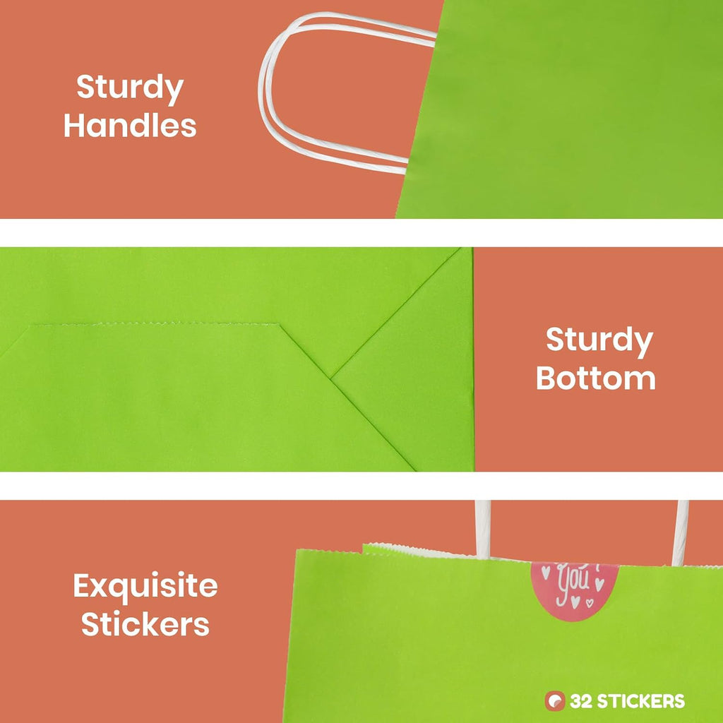 Small Paper Gift Bags with Handles, 6 Colors, 30 Pack