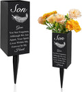 Son Cemetery Vases for Grave, Metal Cemetery Grave Flower Vase with Stake, Son Grave Cemetery Decorations, Metal