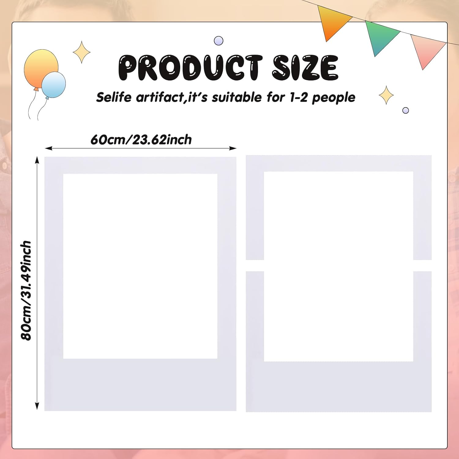 32 x 24 in Large Photo Booth Selfie Frame Props, White Vertical