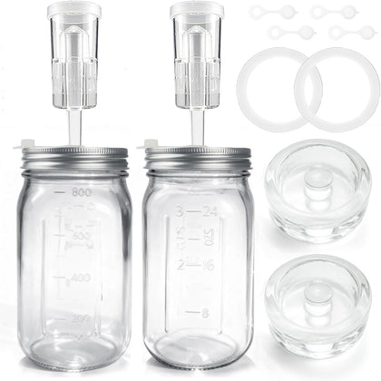 32 oz Mason Jar Fermentation Kit, 2 Pack Fermentation Jars, Fermentation Lids, Fermenting Weights and Airlocks