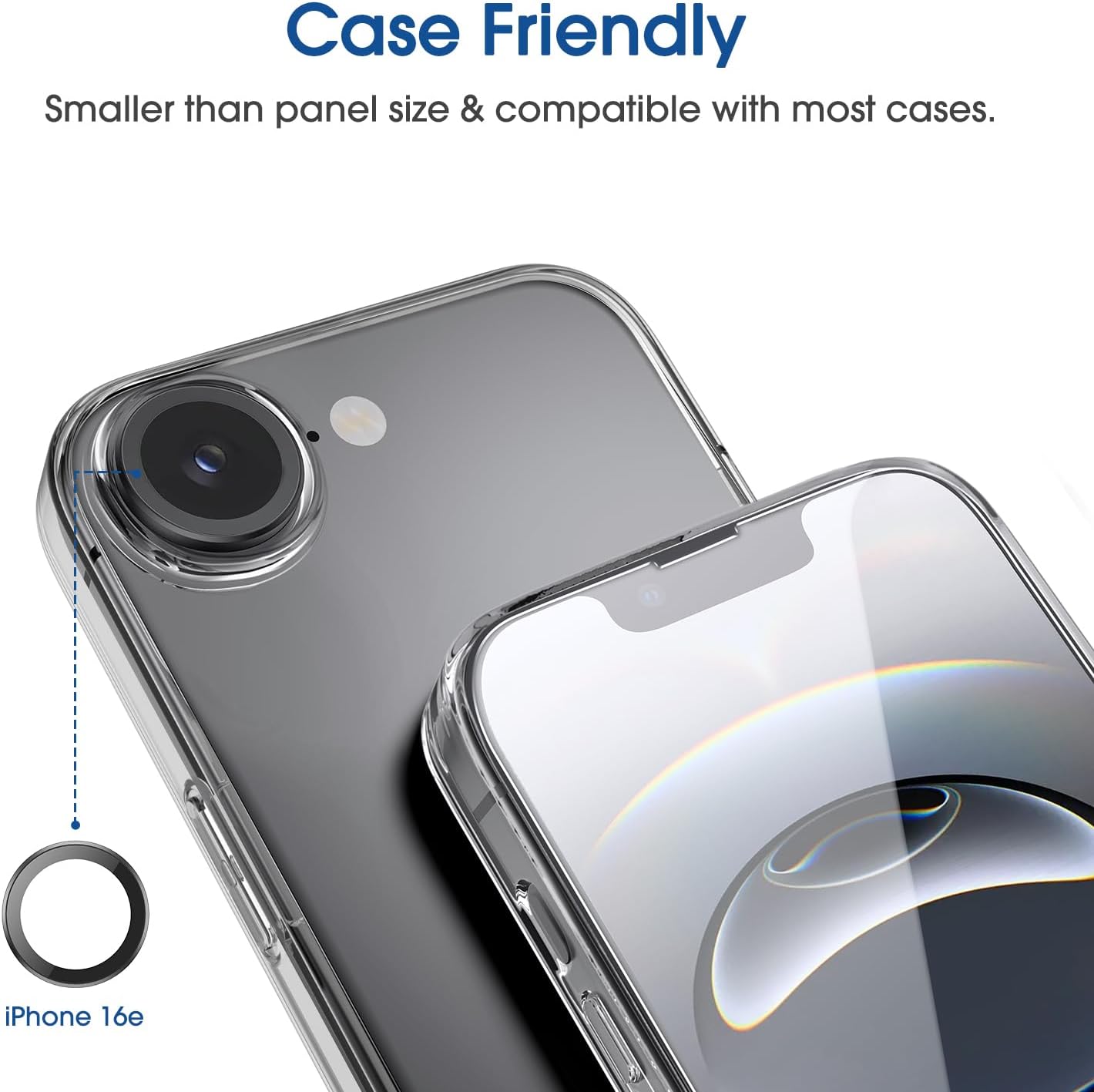 Auto-Alignment OneTouch for iPhone 17e / iPhone 16e [6.1''] Screen Protector + Camera Lens Protector, Tempered Glass